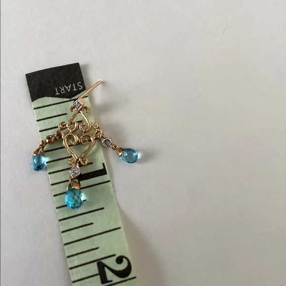14k BLUE TOPAZ CHANDELIER EARRINGS - Picture 4 of 8